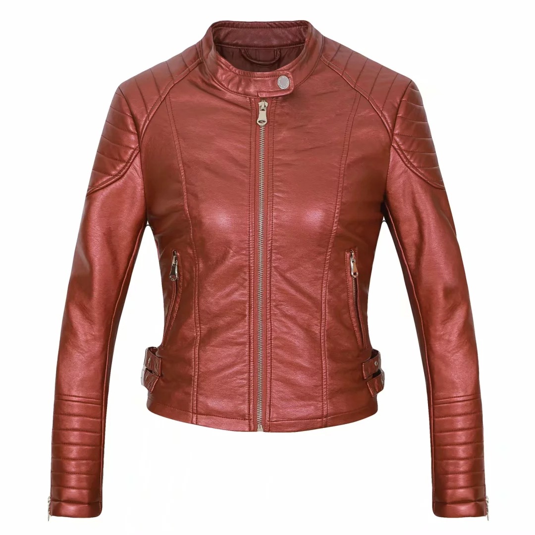 European Station Women's PU Leather Motorcycle Jacket
