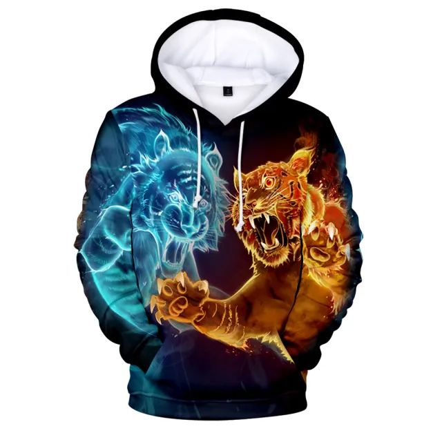 Men's Hoodie Animal Style Tiger Creative Print Black - Shop at LoveMi