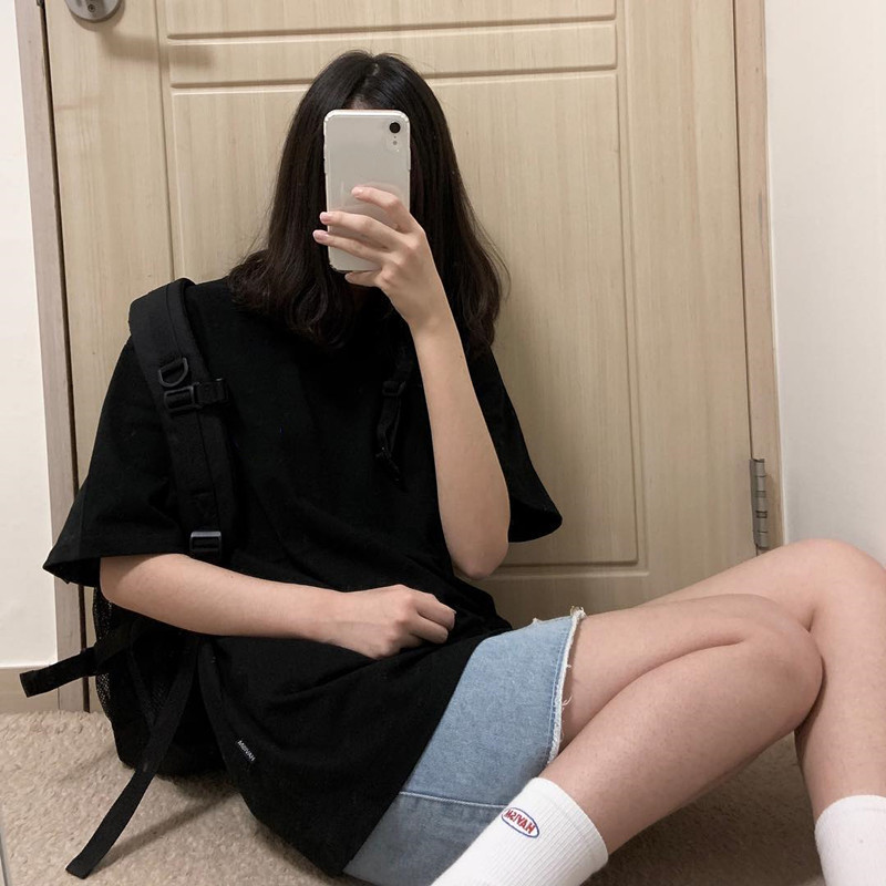 Short Sleeved Loose Korean Style Cotton Spring Summer Dress F S - Shop at LoveMi