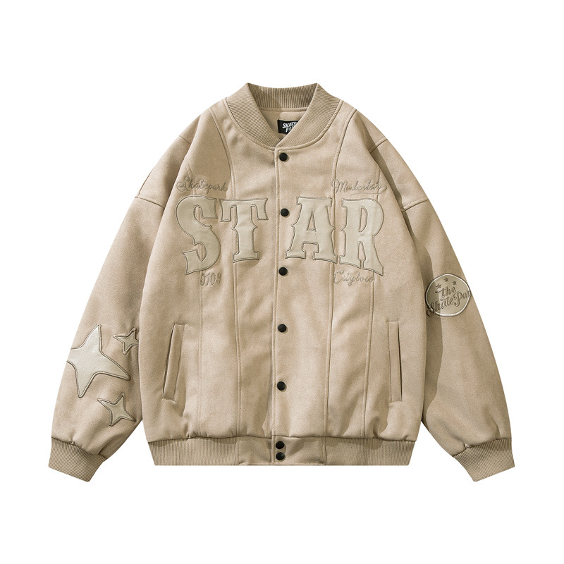 High Street Loose Jacket Women's Suede Couple Baseball Uniform