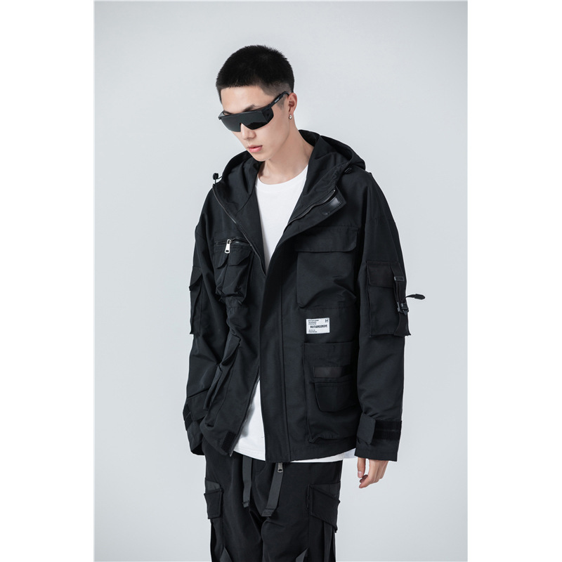 Fashion Tooling Men's Trendy Multi-pocket Casual Hooded Jacket Jacket