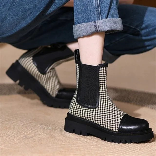 Block heel Thick soled British Style Sleeve Martin Boots Black - Shop at LoveMi