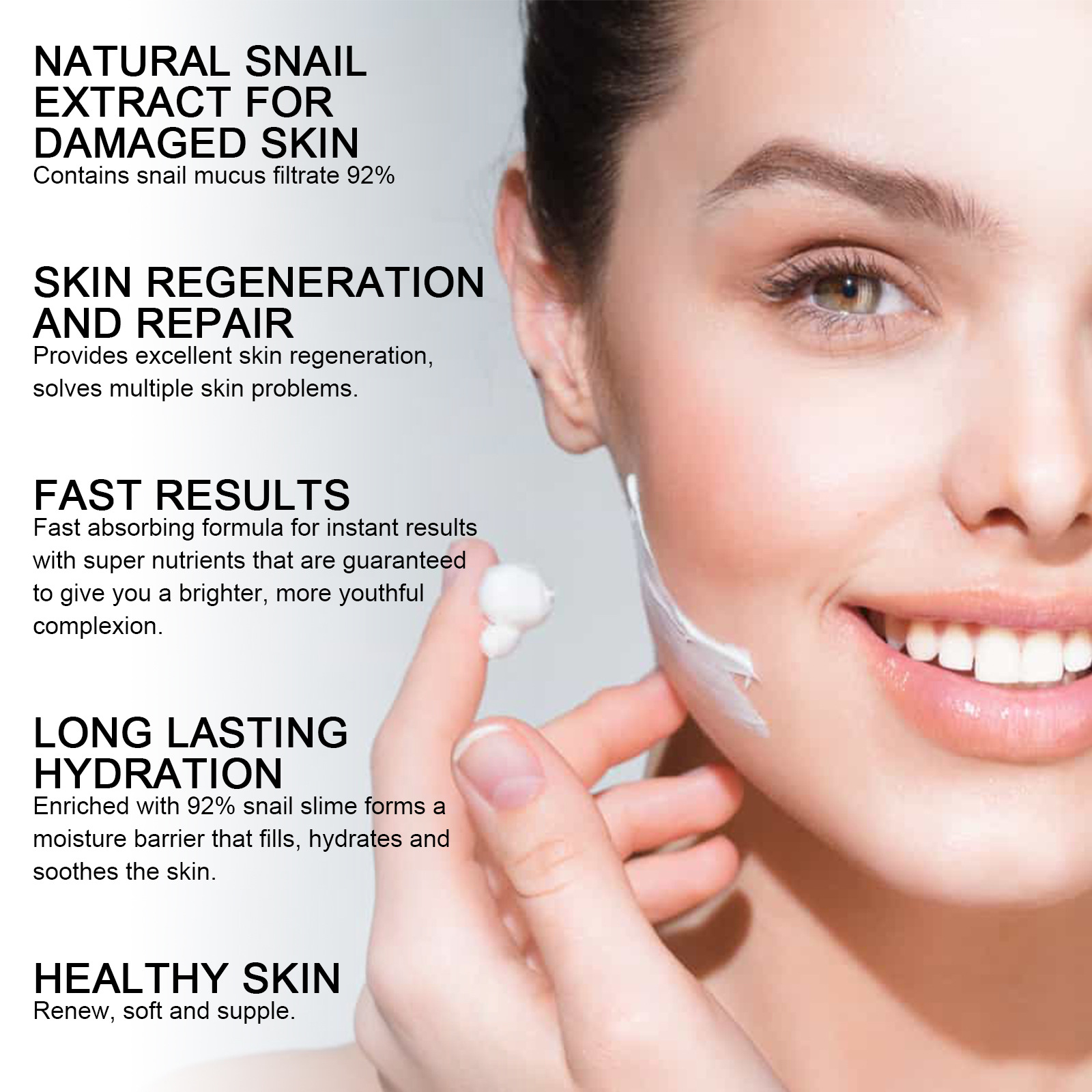 OUHOE Snail Cream Gentle, Nourishing, Hydrating And Firming Facial Skin Moisturizing Care Essence - 10