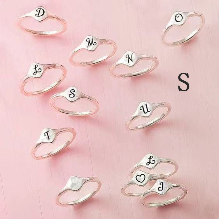 Simple Smear Fashion All-match Letter Ring
