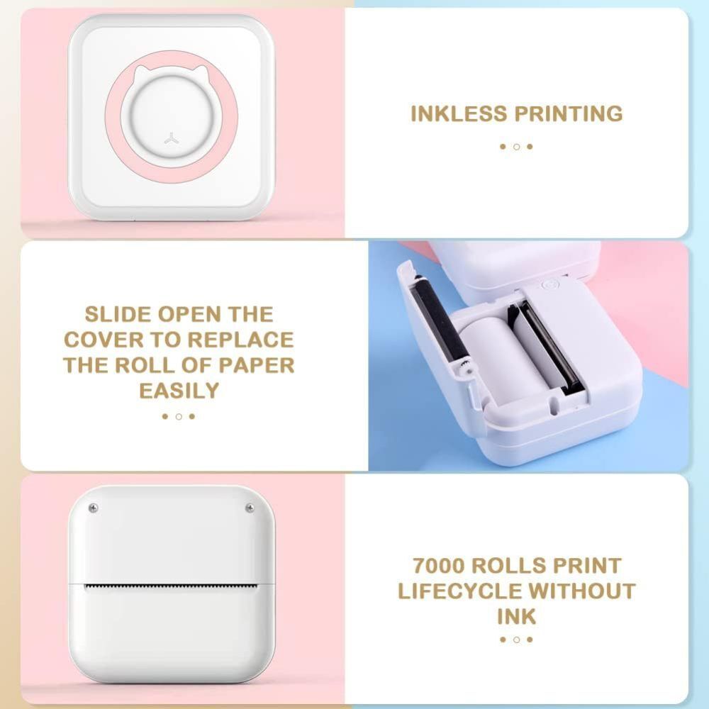Bluetooth Inkless Mini Pocket Thermal Printer Sticker Photo Label Paper 6 Pens — image 4