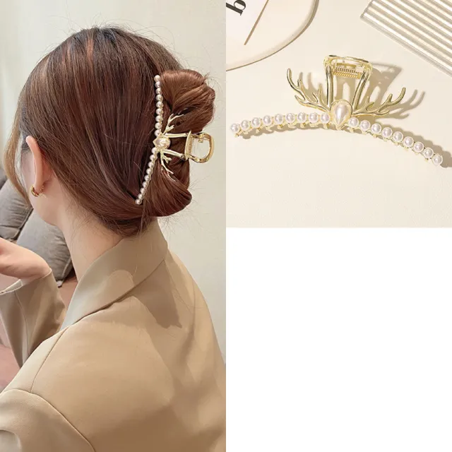 Alloy Antler Pearl Grab Clip Large Temperament Pearl Grab - Shop at LoveMi