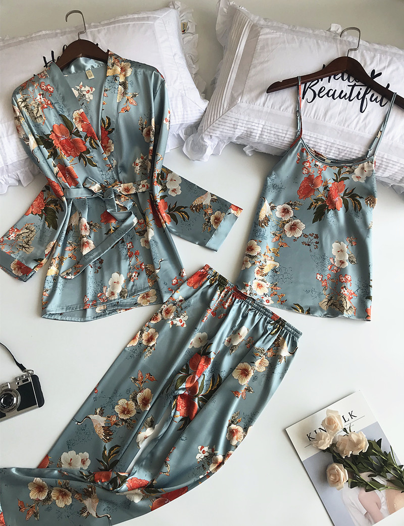 Title 6, Printed Long Sleeve Imitation Silk Homewear