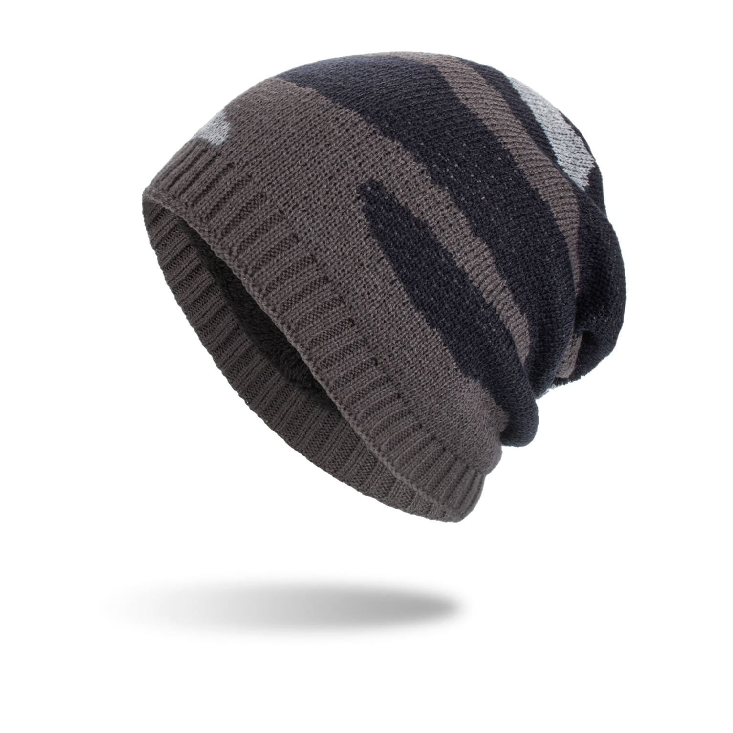 New Tricolor Striped Long Pullover Knit Beanie — foto 4
