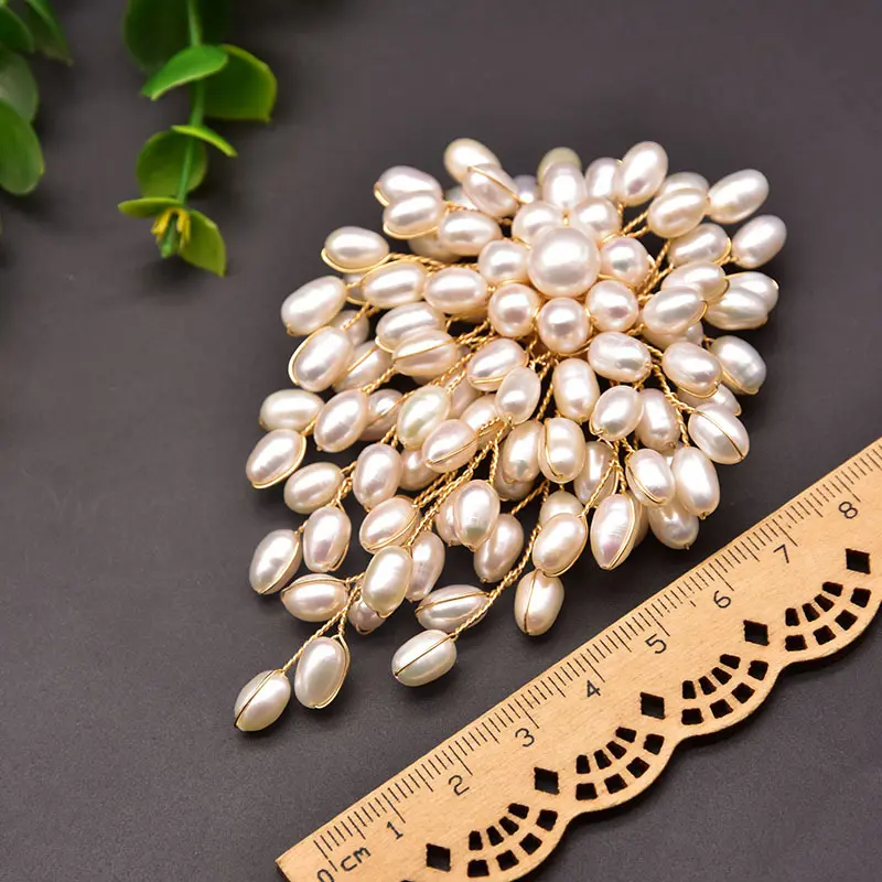 Natural Pearl Brooch Female Retro Pure Hand-woven