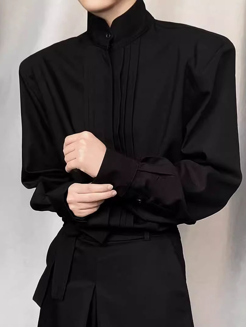 Men's Pleated Shoulder Padded Shirt