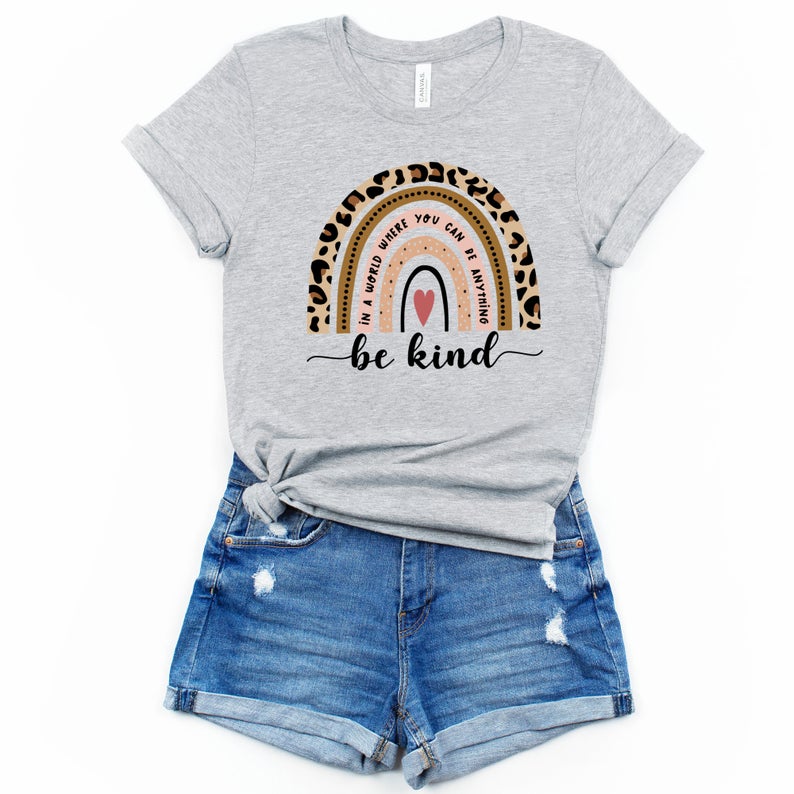Fashion BE KIND Letter T-Shirt Top Print Short Sleeve