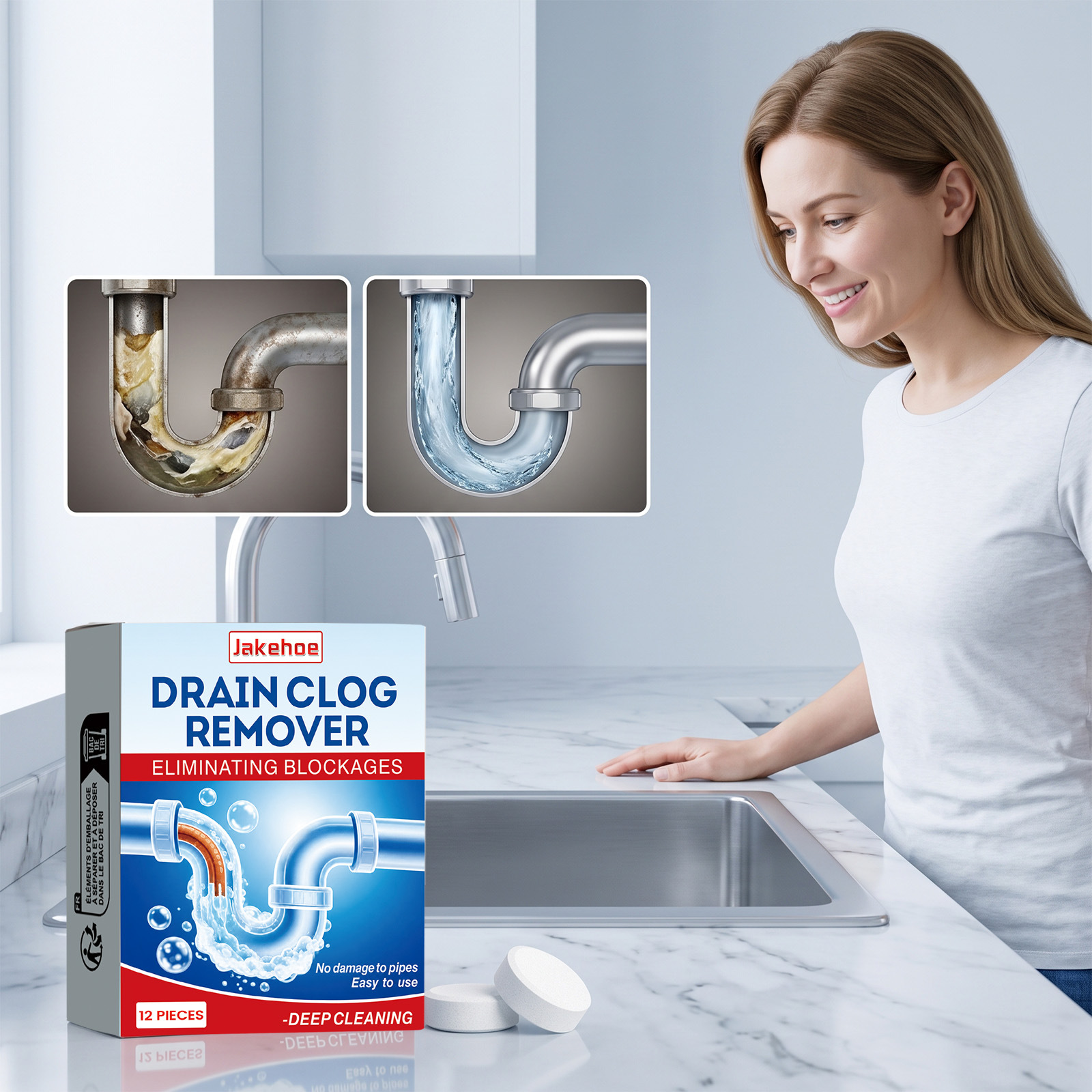 JAKEHOE Drain Cleaning Sheets For Household Kitchen And Toilet Sinks - Unclogging Grease And Clogs 6