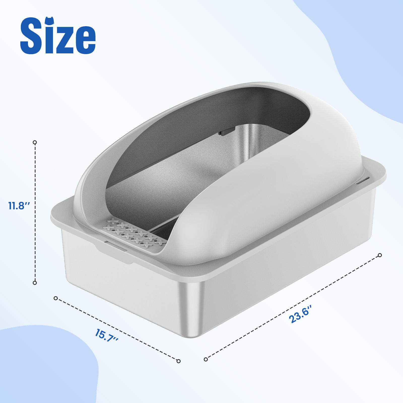 Stainless Steel Cat Litter Box With Lid, Large Cat Litter Box For Big Cats, Scoop And Mat Included image 37