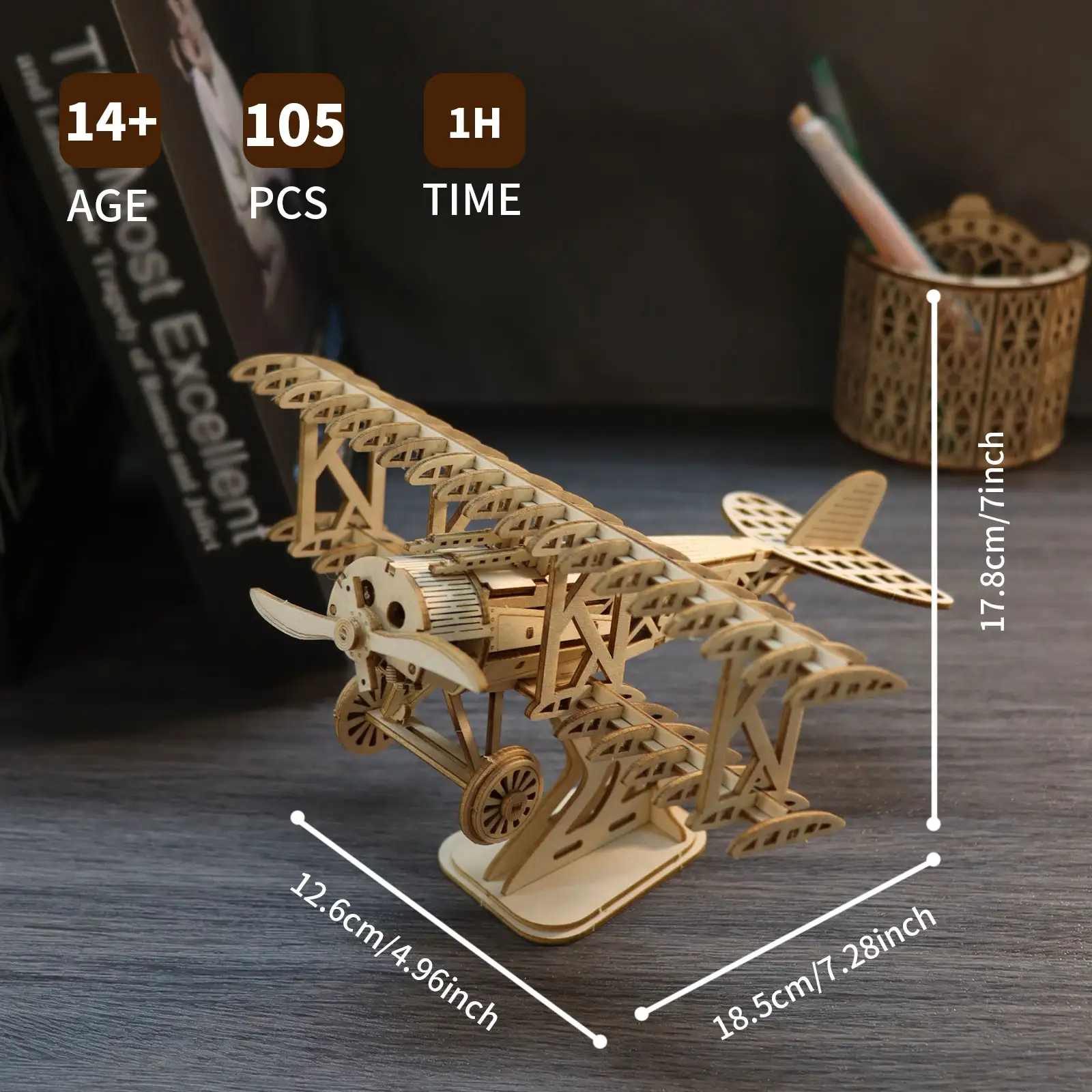 Sales Are Prohibited On The TEMU And SHEIN - 3D Wooden Puzzle Wood DIY Craft Bi-Plane Model Kits Handmade Gifts