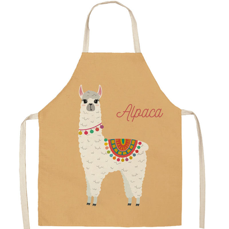 Title 23, Delantal de lino y algodón con diseño de alpaca...