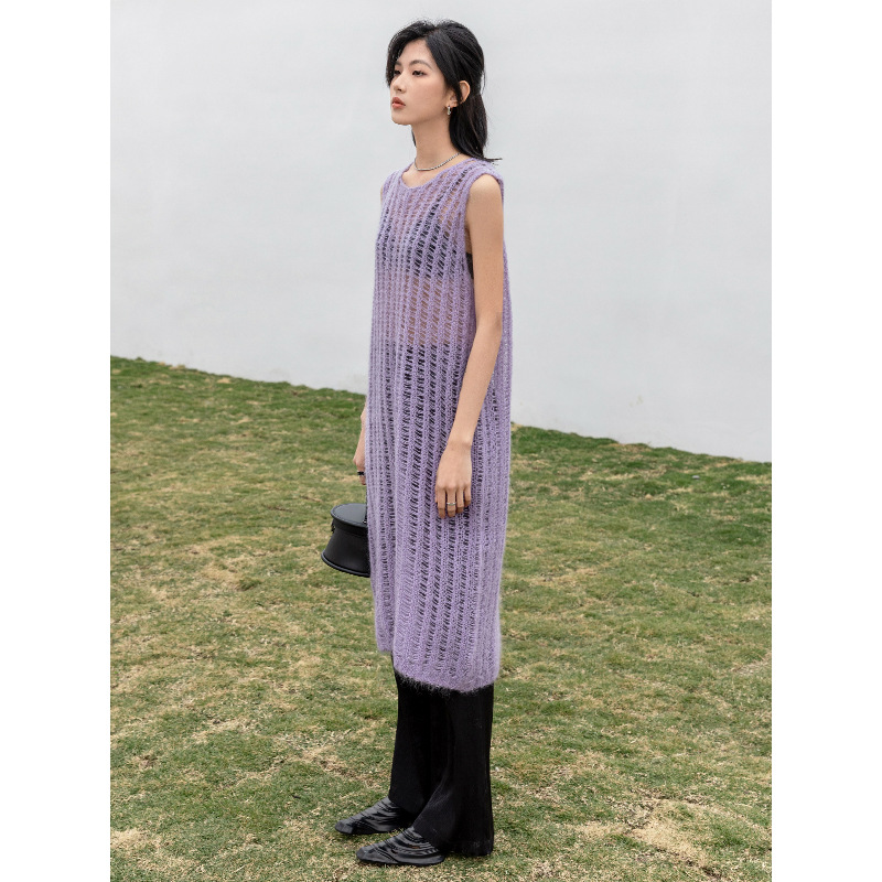 Mohai Hollow Round Neck Sweater Design Top Women's