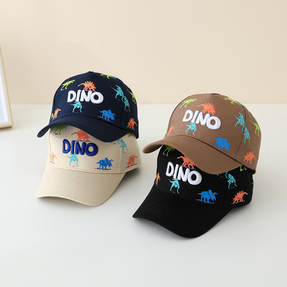 The Full-color Printed Dinosaur Embroidery Letter DINO Children's Baseball Cap Is Suitable For Daily Use, At Home, And For Commuting.