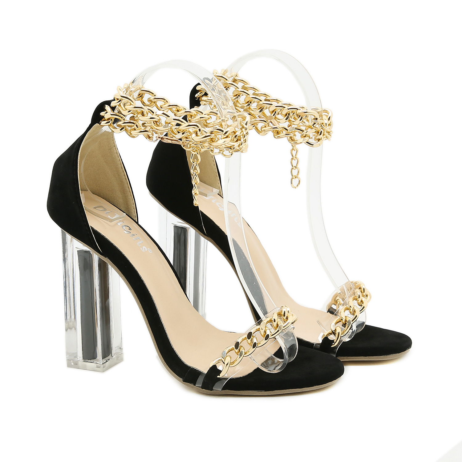 Simple And Comfortable Women's Crystal Heel Sandals Black - Shop at LoveMi