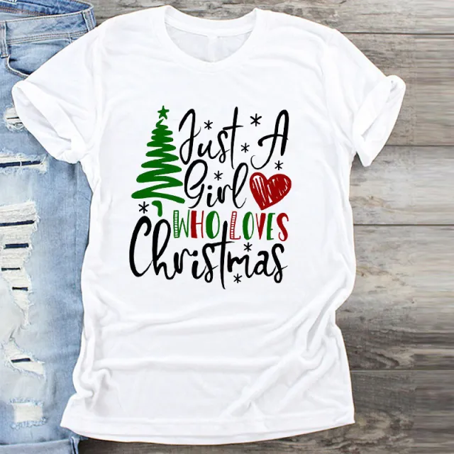 Christmas Short sleeved Round Neck Girlfriends Outfit C12 - Shop at LoveMi