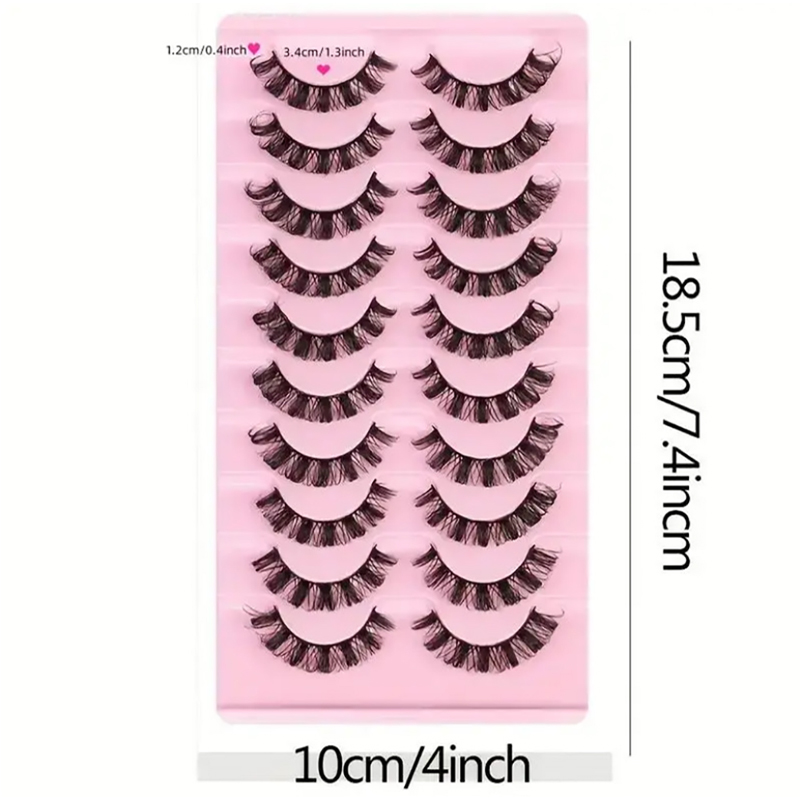 10 Pairs False Lashes Eyelashes Extension Cluster, Faux Mink Fluffy Long Full Look Eye Bottom, Dramatic Cosmetic Makeup