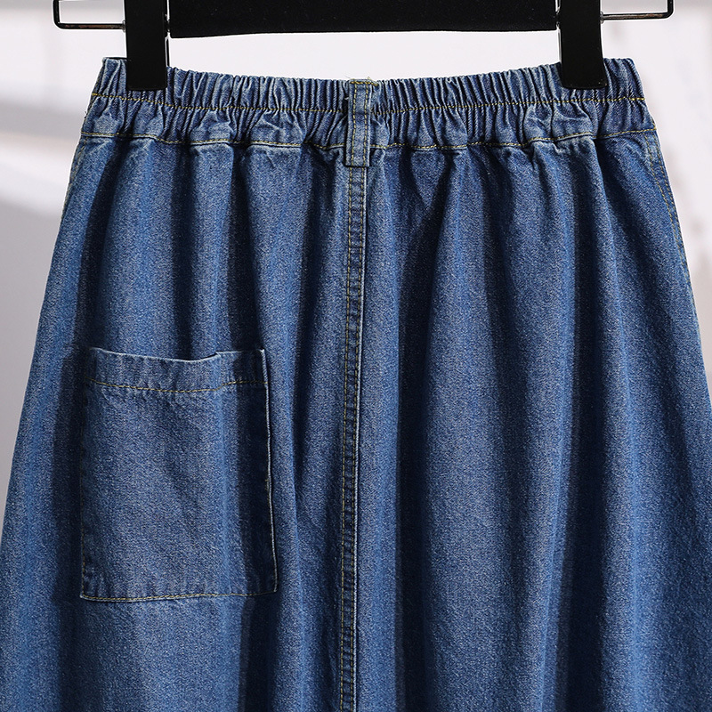 Women's Plus Size High Waist Denim Skirt
