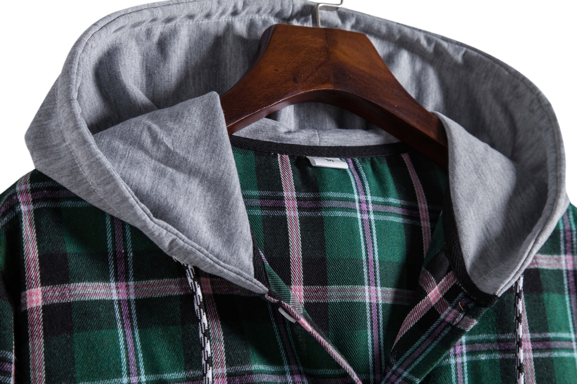 Men's Fashion Casual Hooded Plaid Long Sleeve Shirt