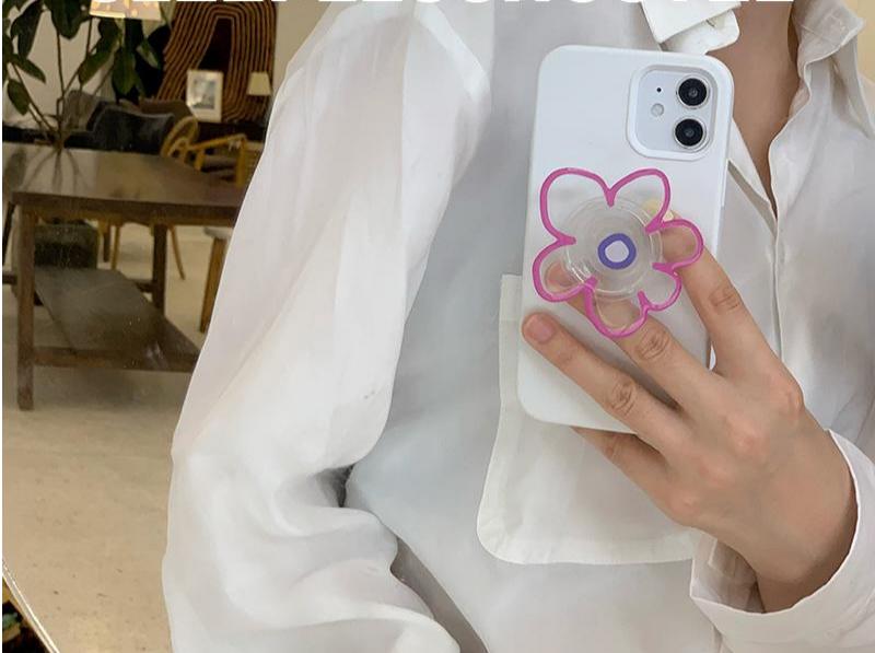 Transparent Hand-painted Flowers Telescopic Phone Holder