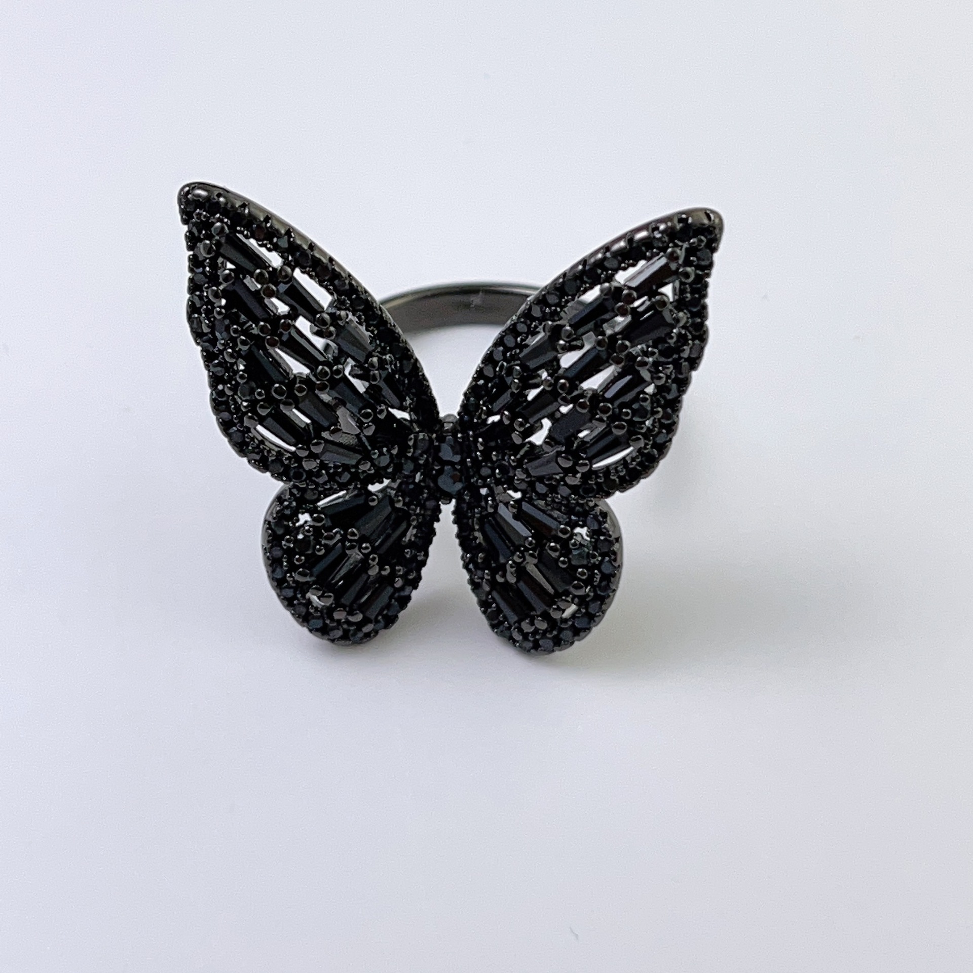 Title 1, Schwarzer Schmetterling Zirkon Ring für Damen, ...