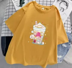 Loose Korean Style Cotton Short-Sleeved T-Shirt - Ginger-M - View 1