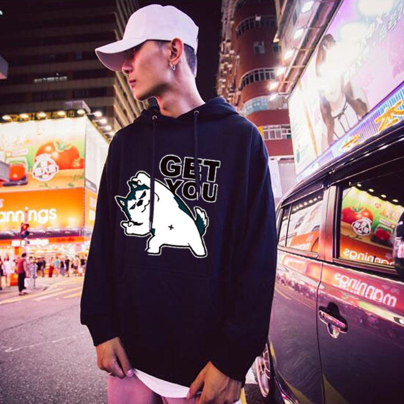 Men's Fashion Simple Hooded Printed Jacket Hoodie