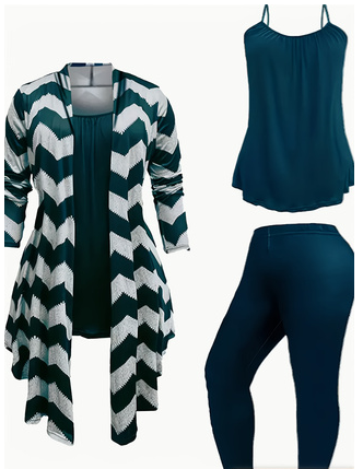 Women's 3 Suits, Printed Cardigan Jacket With Solid Color Casual Pants Vest Everyday Suit Style5 - Shop at LoveMi