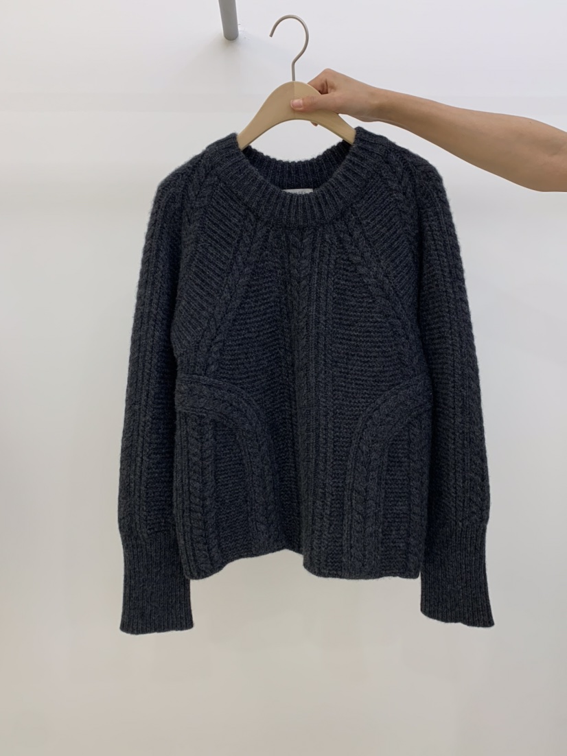 Fried dough twist Knitted Long Sleeve Round Neck Sweater Women