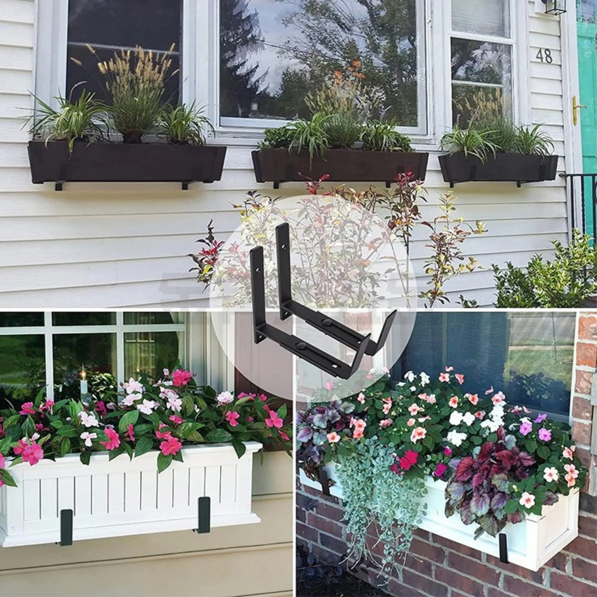 4 PCS Adjustable Window Planter Box Brackets Universal Holder — image 4