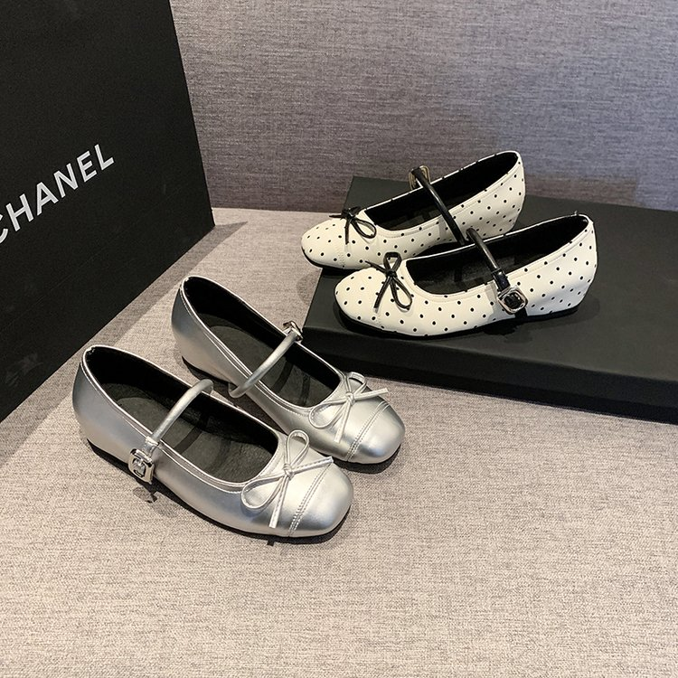 Women's French Style Bow Embellished Shallow Cut Hidden Wedge Heel Single Shoes, 2026 New Collection, Gentle Evening Style Fashion Dress Shoes With One-Strap Buckle - Image 1