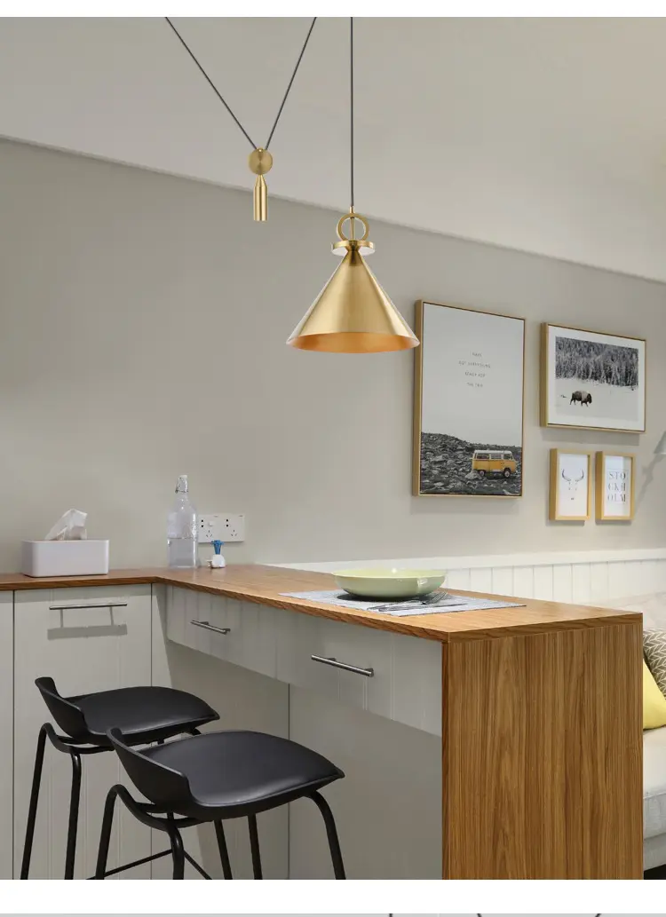 Retractable Bedside Coffee Shop Bar Counter Brass