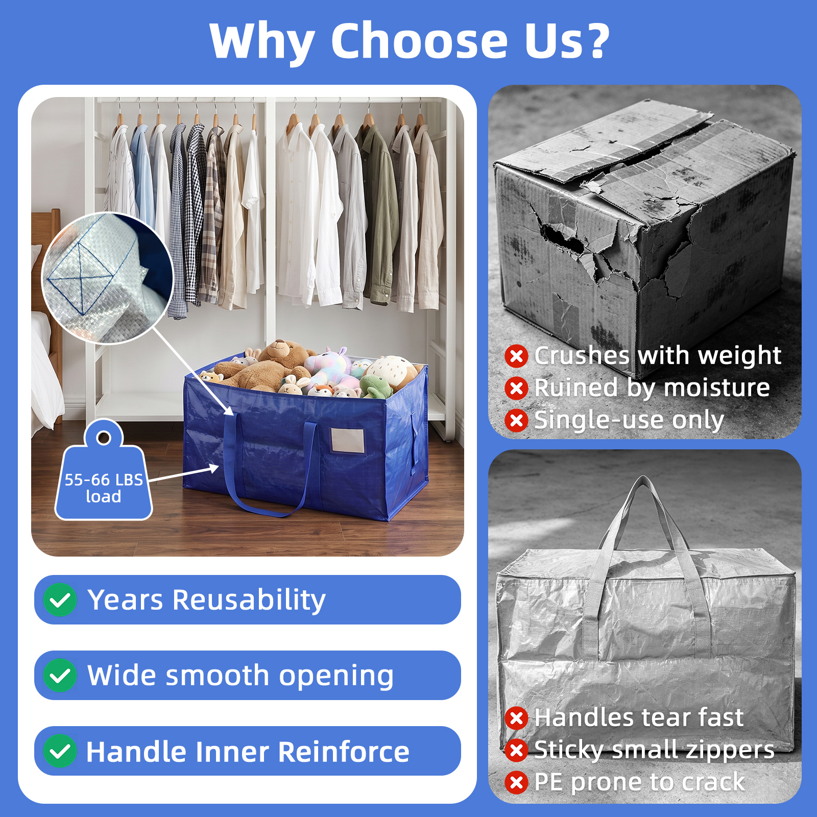 Inreeme 90l large heavy-duty moving bags and storage bags