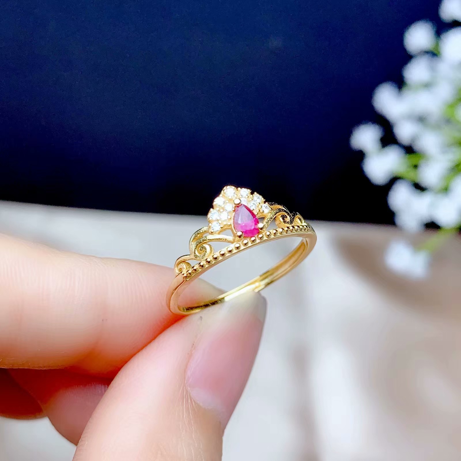 Platinum Gold Tone Empty Water Drop Ring Gold - Shop at LoveMi