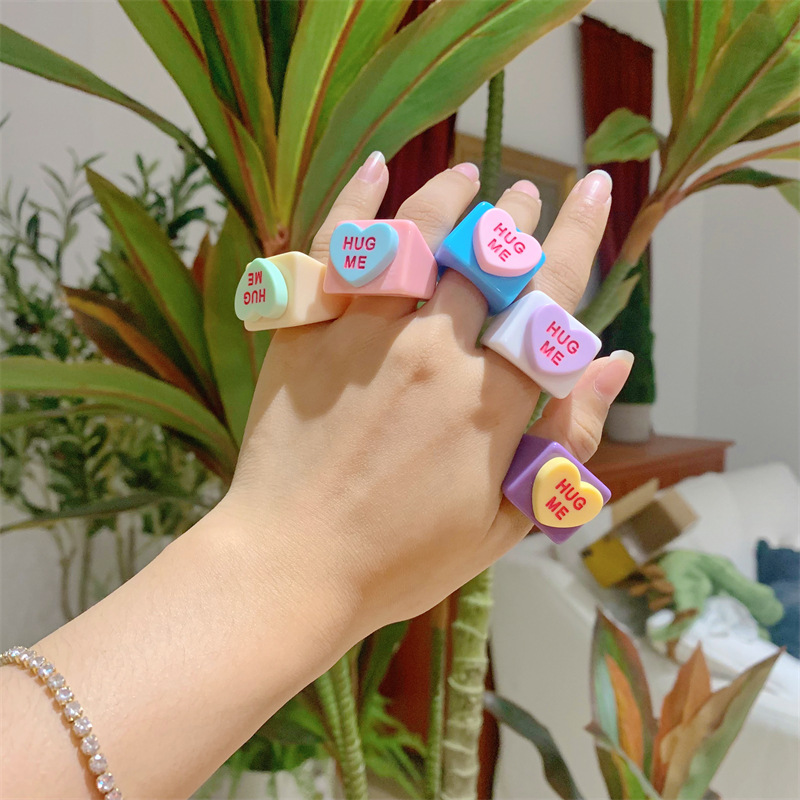 Title 4, Acrylic DIY Geometric Shape Girl Resin Ring, cr...