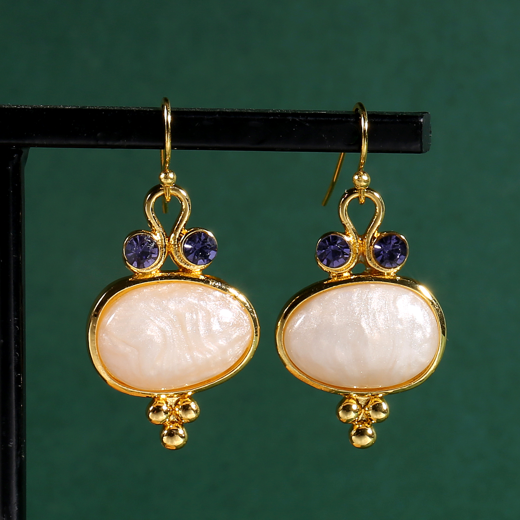 Fashion Large Pearl Rhinestone Earrings