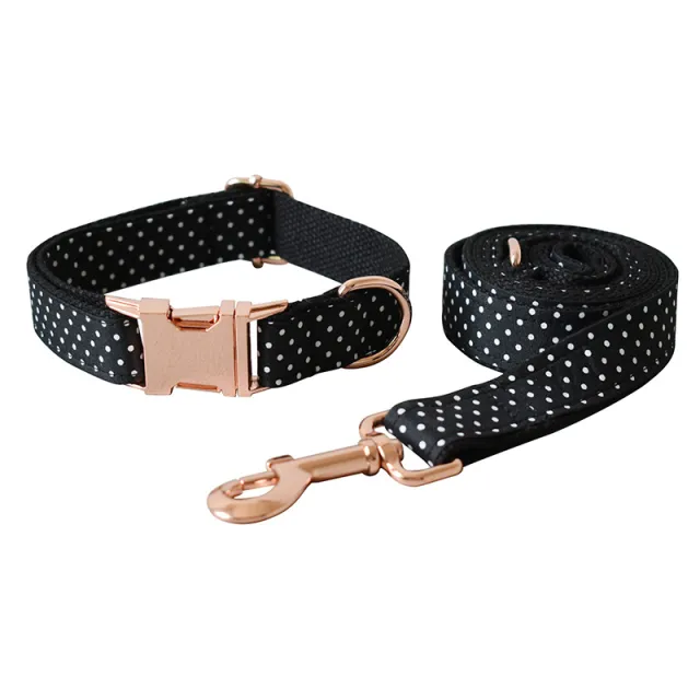 Black Polka Dot Collar Dog Leash Pet Neck Collar Dog Leash Set - Shop at LoveMi