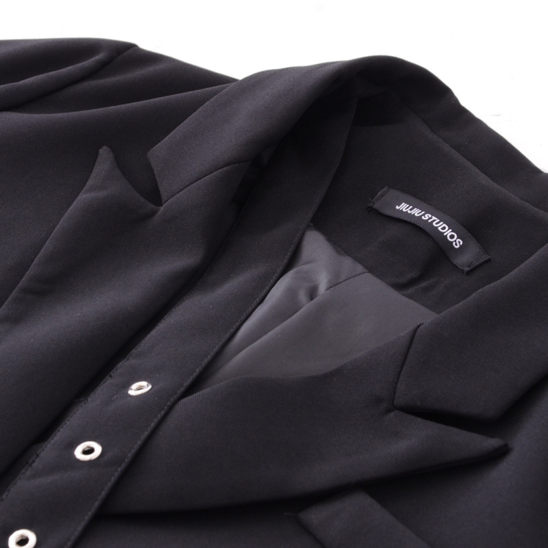 Black Small Suit Female Niche Design Sense Lace Casual Loose Suit Jacket