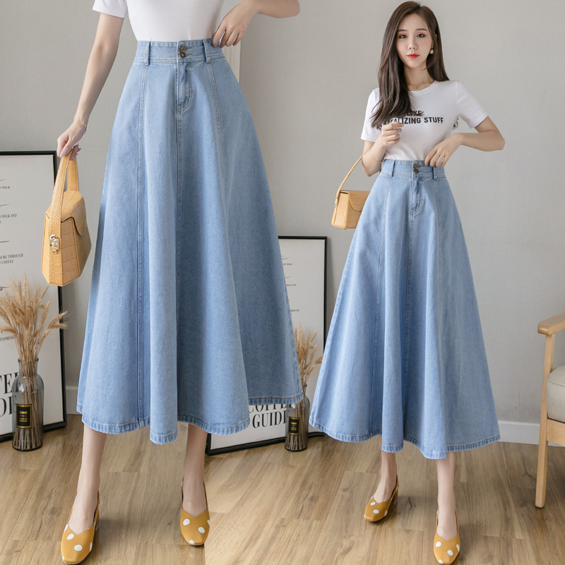 Title 5, Ladies Mid-Length Denim Umbrella Skirt A stylis...