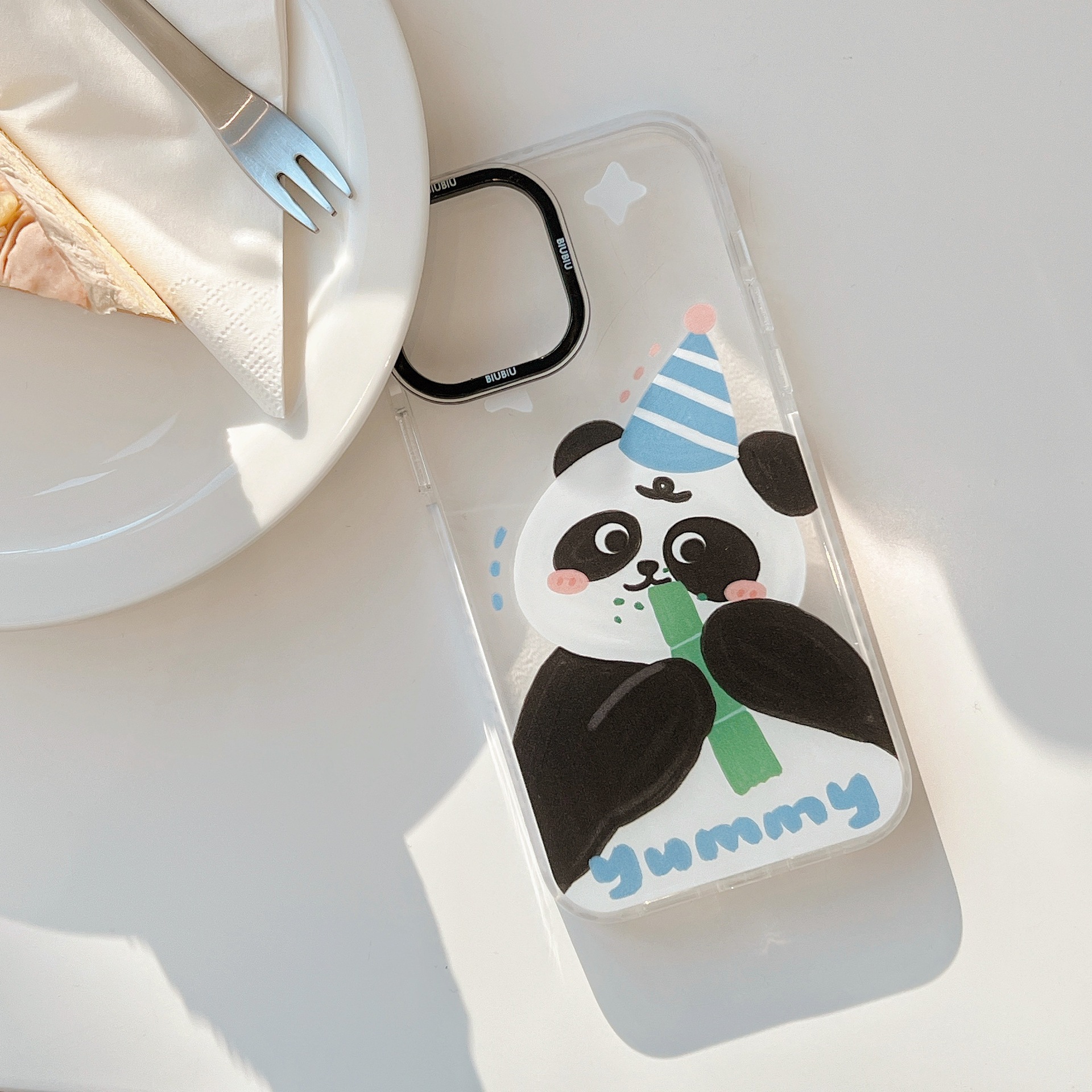 Panda eating bamboo pole