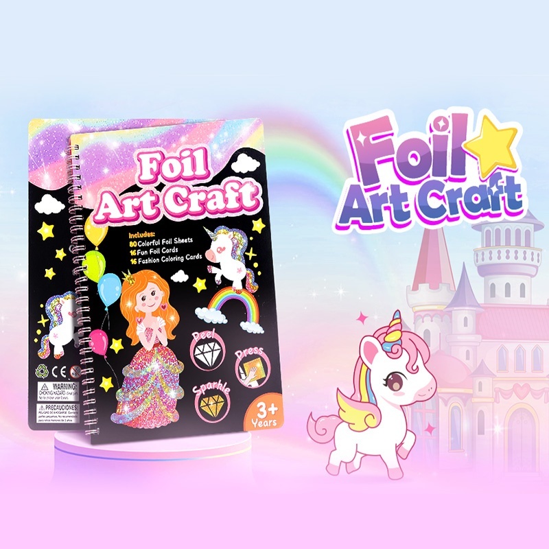 Foil Art Craft Kit For Kids, Children's Cartoon DIY Creative Activity Set