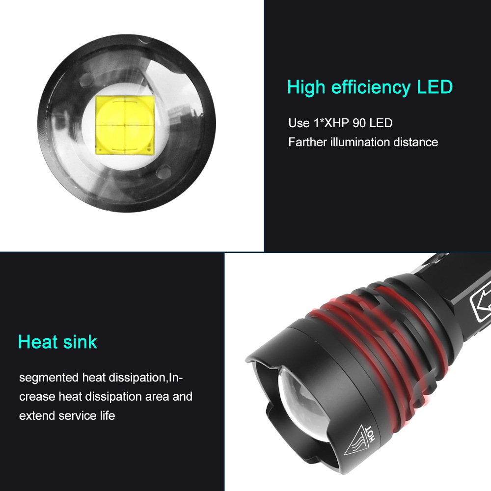 Torch XHP90 Lamp Bead USB Charging — foto 8