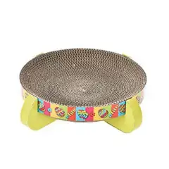 Pet Toy Corrugated Round Cat Scratcher - Yellow - View 1