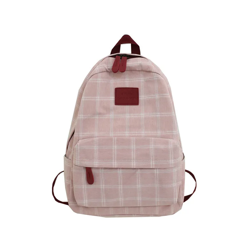 Female Middle School Students Junior High School Backpack College Students Simple Cute Schoolbag - Pink