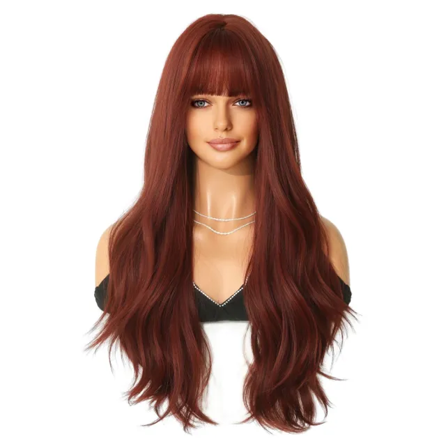 Long Curly Hair Wine Red Wig Cover Party Ball Raspberry Red - Shop at LoveMi