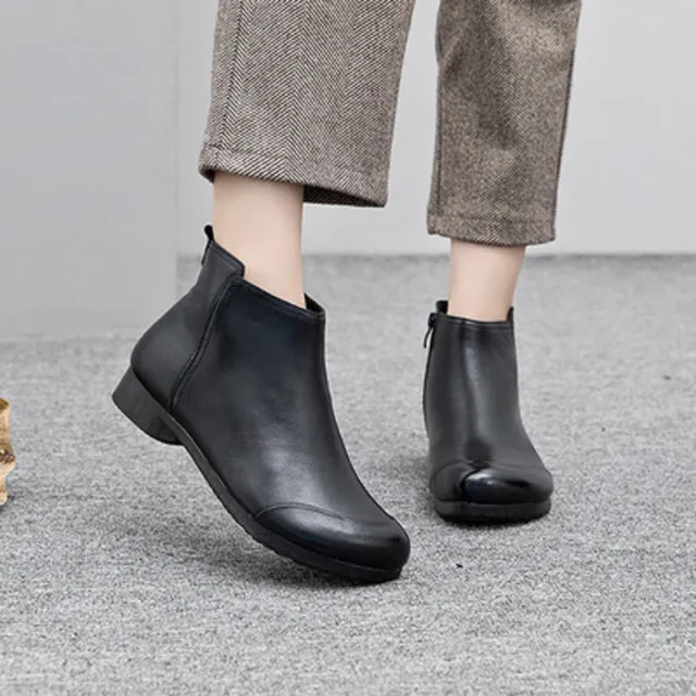 Ankle Boots For Women Fall Winter Low Heel Shoes Black - Shop at LoveMi