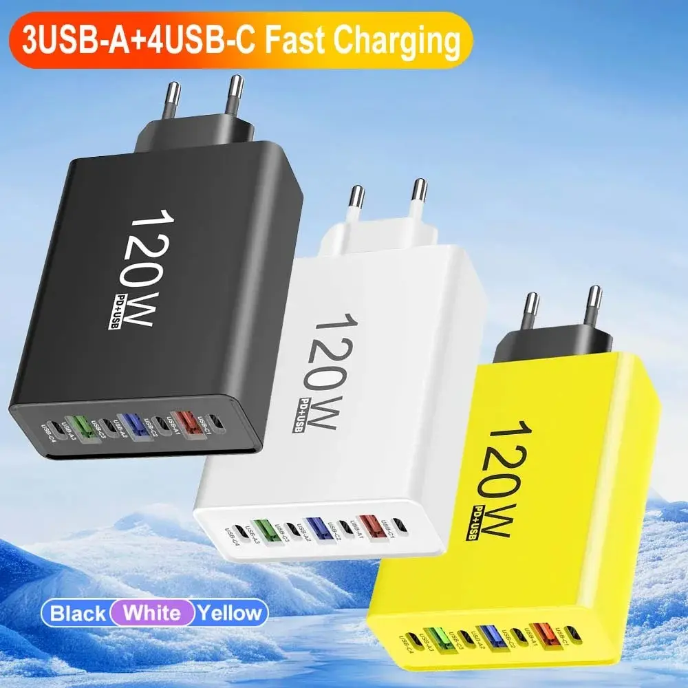 USB-C Charger, 120W Total Power, Multi-port Fast